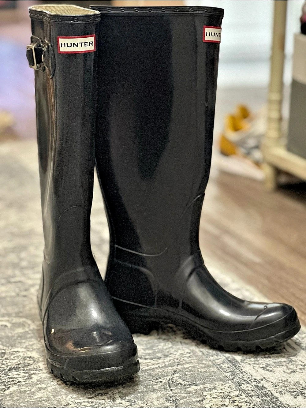 Hunter Original Gloss Tall Rain Boots Dark Blue US 8F/6M/T - Picture 2 of 6